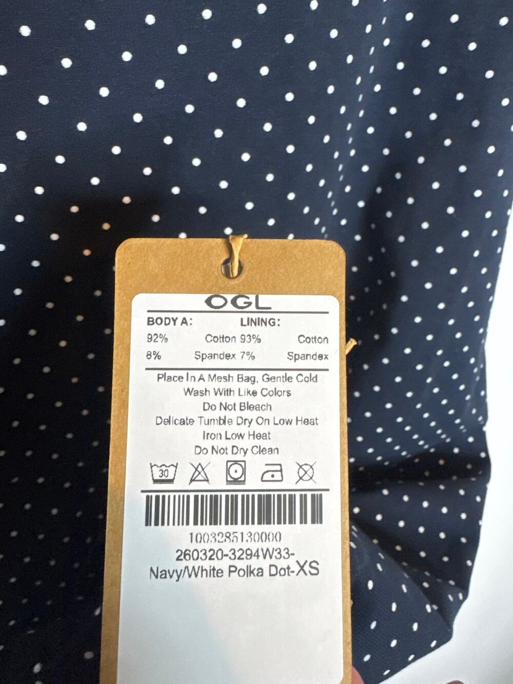 OGL Women XS Navy Blue White Polka Dot Stretch Cotton A-Line Flare Skirt New